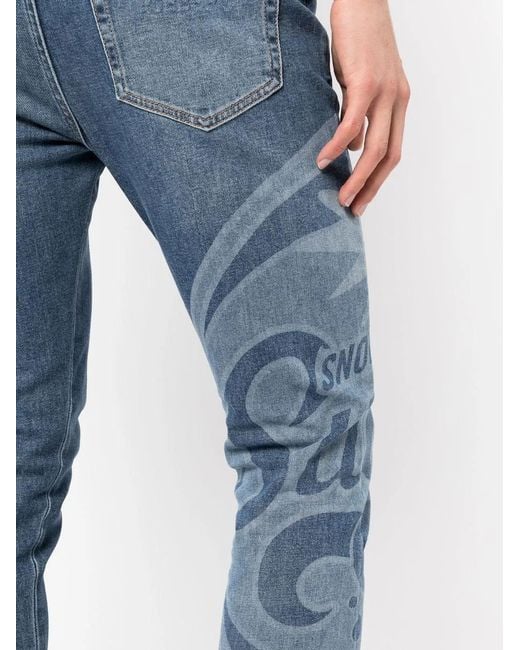 Iceberg Blue Watermark-Print Detail Jeans for men