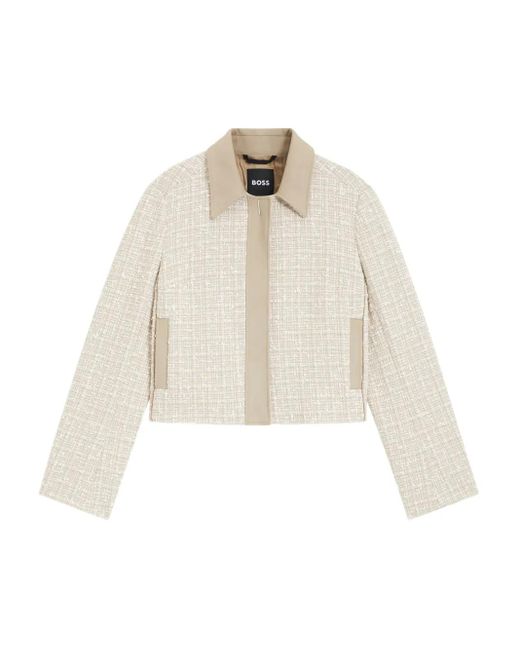 Boss クロップド ツイードジャケット White
