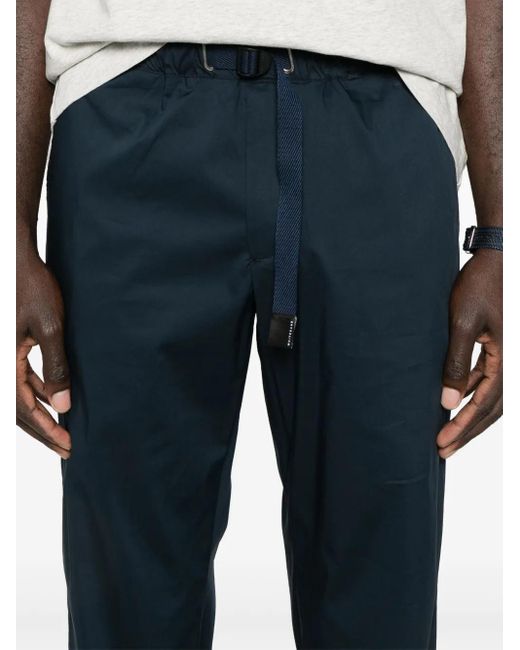 White Sand Blue Belted Elasticated-Waist Trousers for men