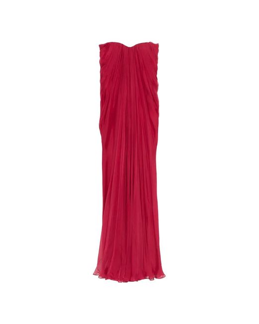 McQueen Red Long Bustier Dress