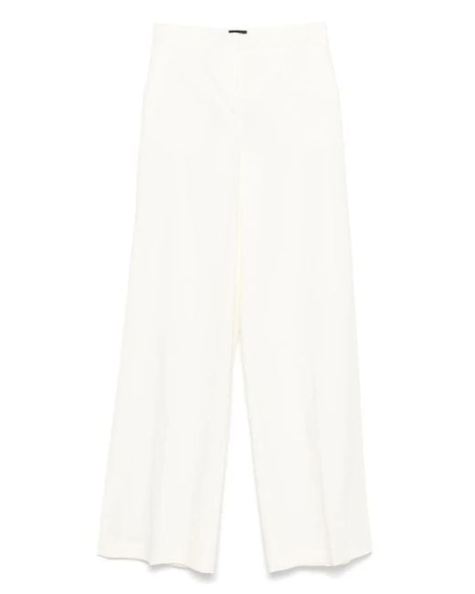 Pinko White Wide-Leg Trousers With Concealed Fastening