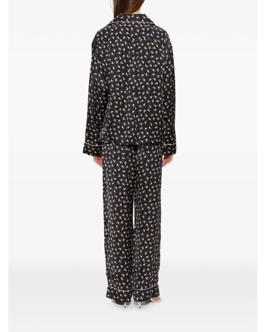 DIESEL Black Set-Maggie-D-Core Floral-Print Two-Piece Pajamas