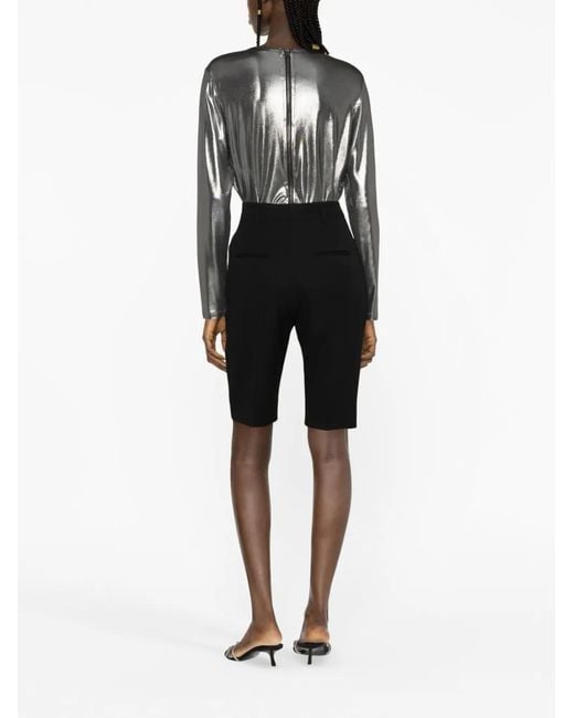 Tom Ford Gray Metallic Laminated Long-Sleeve Top