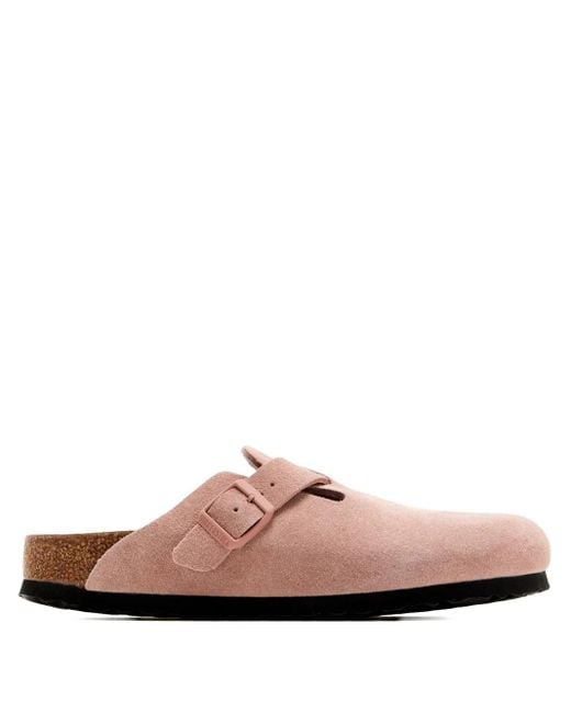 Zuecos Boston de ante con hebilla Birkenstock de color Pink