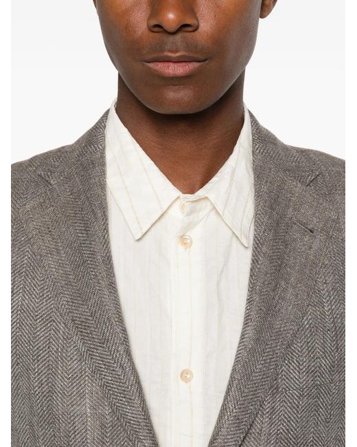 Corneliani Gray Herringbone-Patterned Blazer for men
