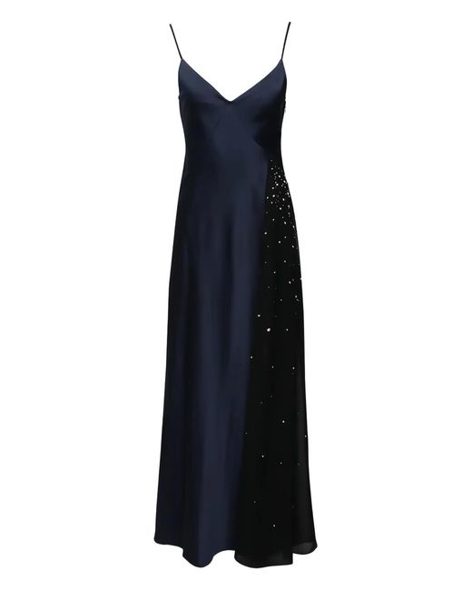 Tanya Taylor Blue Catalina Embellished V-Neck Maxi Dress