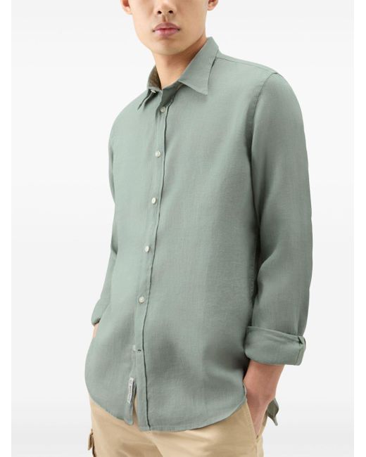 Woolrich Gray Linen Button-down Shirt for men