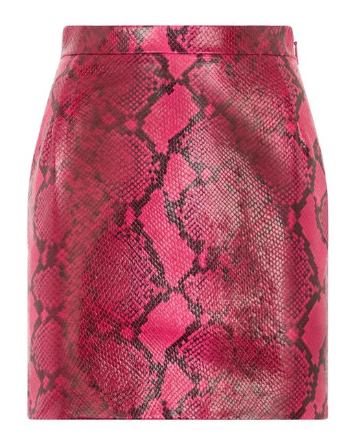Roberto Cavalli Pink Python-Print Mini Skirt