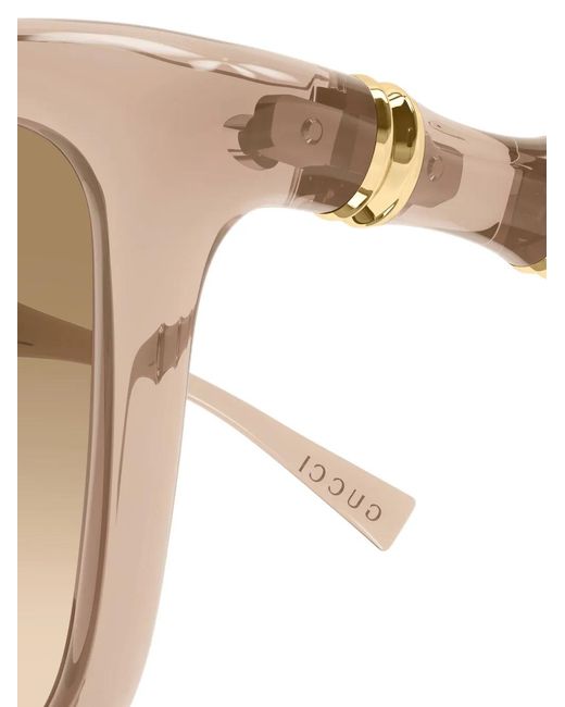 Gucci Natural Bamboo-Effect Square-Frame Sunglasses