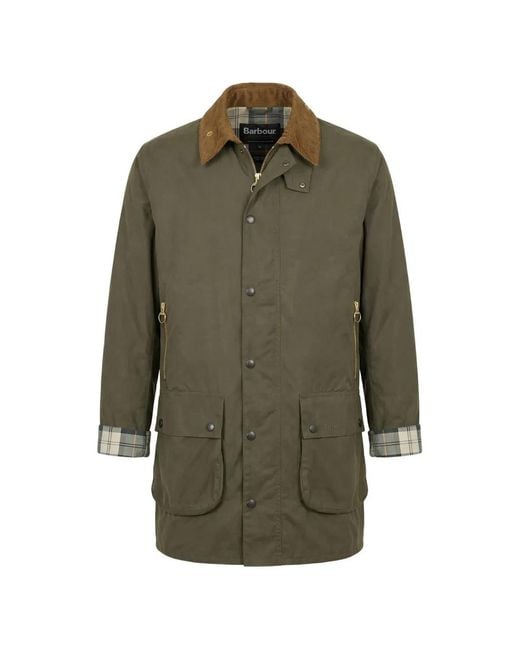 Barbour Green Manteau À Col En Velours Côtelé for men