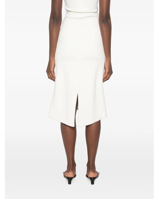 Totême White Buttoned-Back Midi Skirt