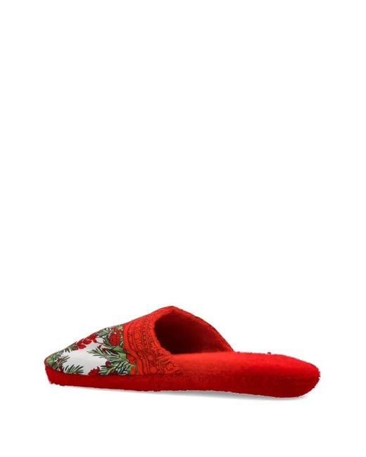 Versace Red Baroque-Print Slippers