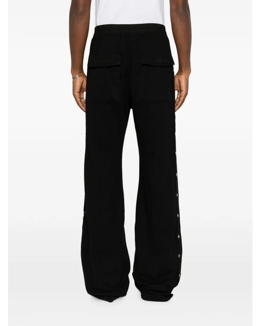 Rick Owens Black Wide Pusher Press-Stud Track Pants for men