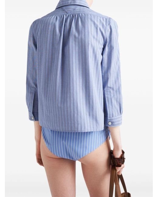 Prada Blue Striped Cotton Shirt