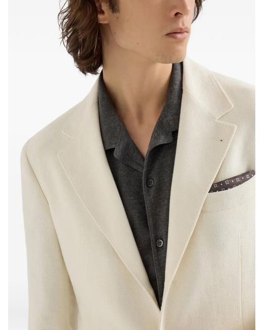 Brunello Cucinelli White Single-Breasted Blazer for men