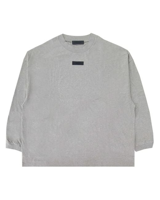 Fear Of God Gray Logo-Appliqué Cotton T-Shirt for men