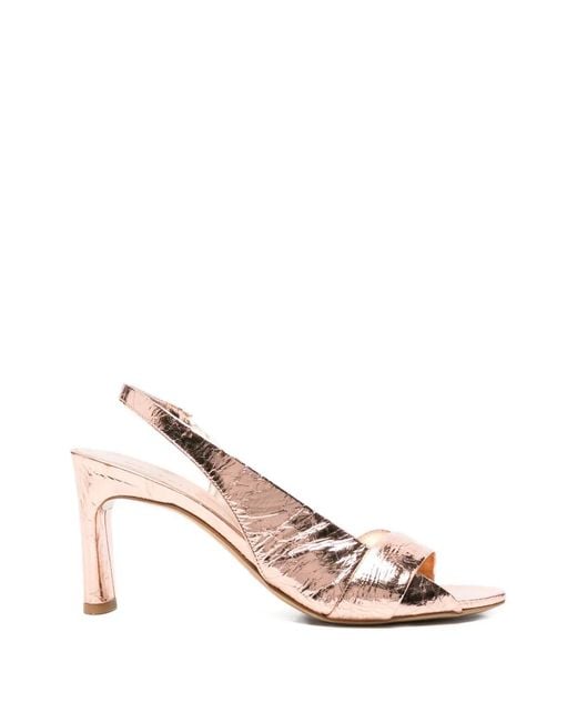 Roberto Del Carlo Pink Metallic-Effect Slingback Sandals