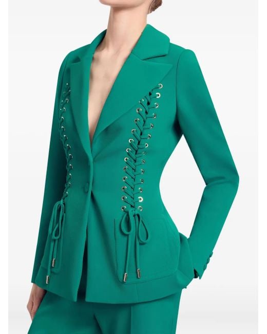 Elie Saab Green Lace-Up Blazer