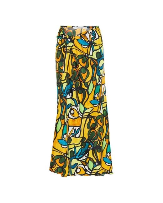Christopher Esber White Abstract-Print Draped Skirt