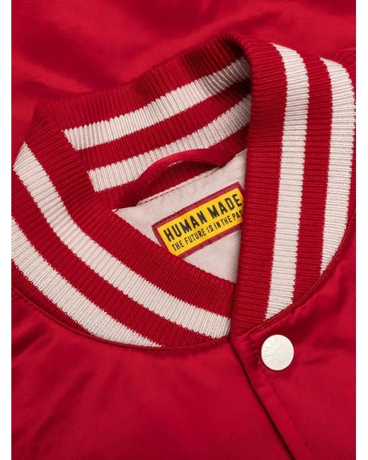Human Made Red Stadium Satin Striped-Trimjacket for men