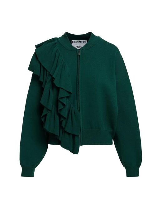Essentiel Antwerp Green Kodi Zip-Up Cardigan