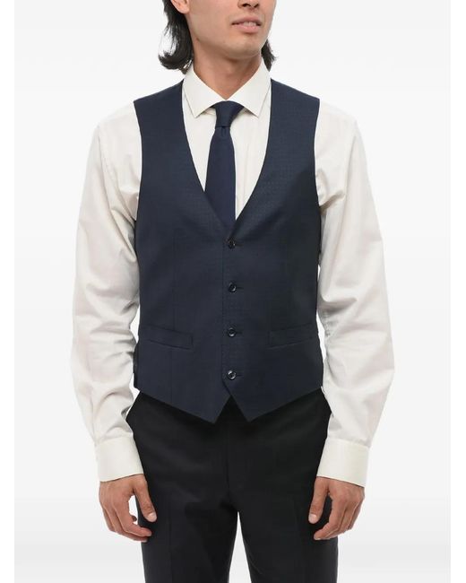 Corneliani Blue Academy Geometric-Pattern Waistcoat for men