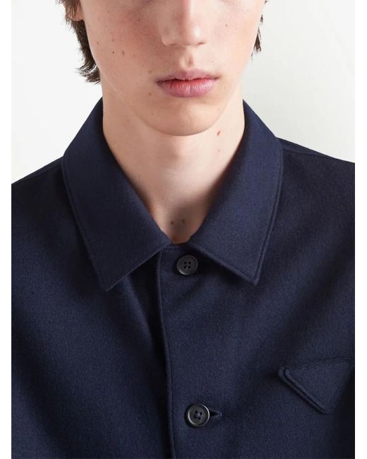 Prada Hemd Mit Triangel-Logo in Blue für Herren