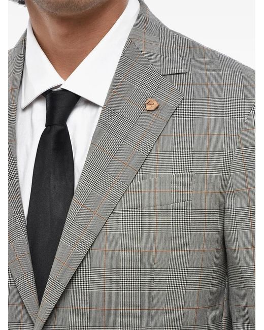 Corneliani Gray District-Check Wool Blazer for men