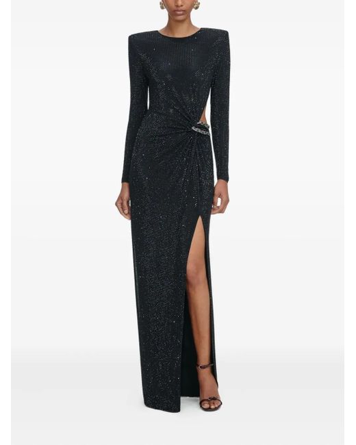 Robe Longue À Ornements Strassés Self-Portrait en coloris Black