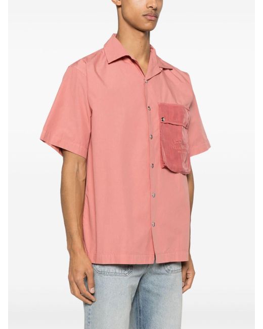 Iceberg Pink Embroidered-Logo Cotton Shirt for men