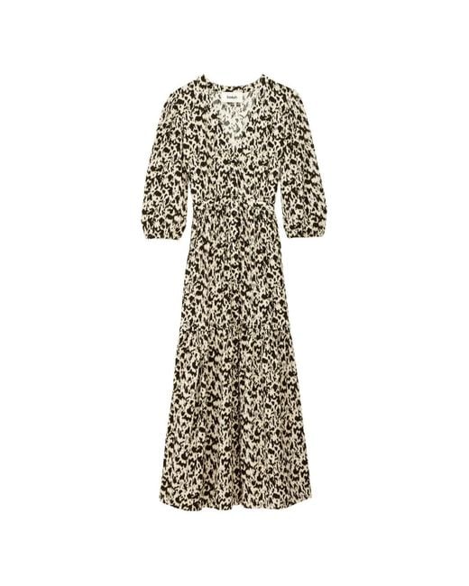 Ba&sh White Palma Tiered Animal-Print Dress