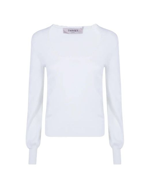 Twinset White Scoop-Neck Sweater