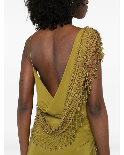 Christopher Esber Droplet-Bead Crochet-Trim Maxi Dress in Green | Lyst