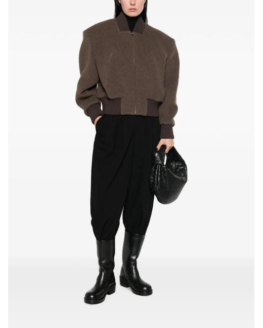 Seafarer Brown Padded-Shoulder Bomber Jacket