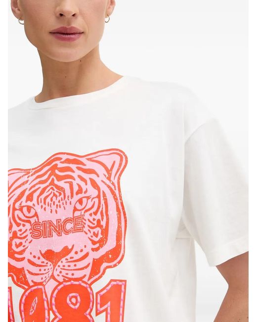 Lola Casademunt White Tiger-Print T-Shirt 1981
