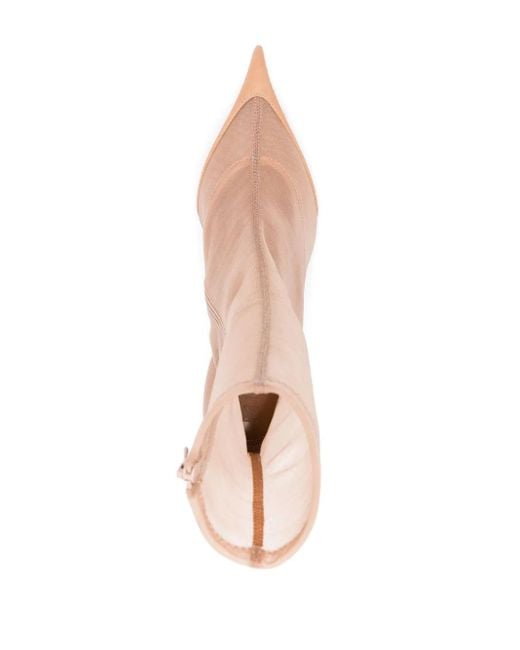 Mugler Pink Sheer Panelled Suede Boots