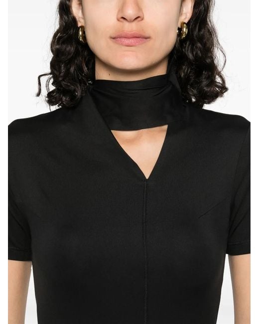 Y-3 Black Fitted Neck Maxi Dress