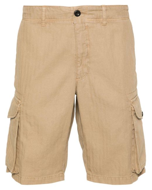 Incotex Natural Herringbone Cargo Shorts for men
