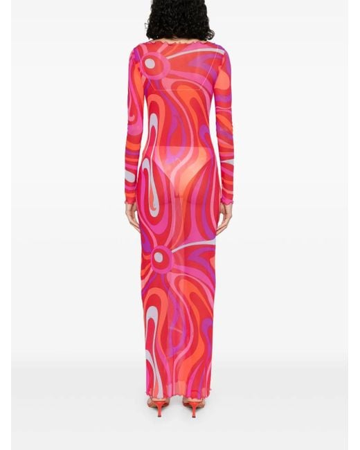 Emilio Pucci Iride-print Maxi Dress Pink