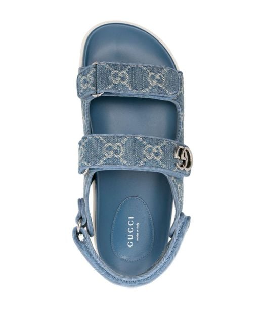 Sandales à plaque logo Gucci en coloris Blue