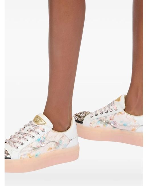 Kurt Geiger Pink Crystal-Embellished Sneakers