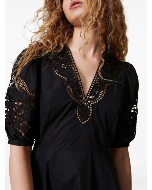 Twinset Black Lace Detailing Mini Dress