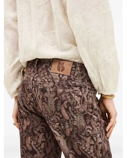 Ba&sh Brown Tooty Paisley-Pattern Jeans