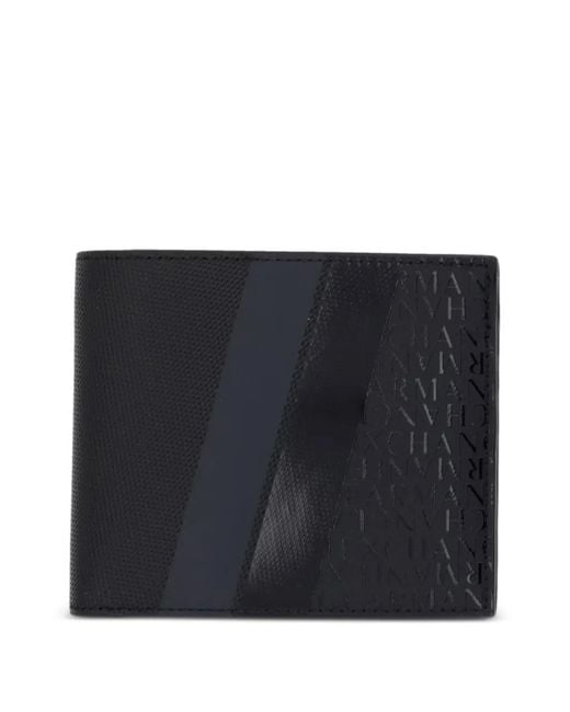 ARMANI EXCHANGE Black Logo-Embossed Bifold Wallet for men