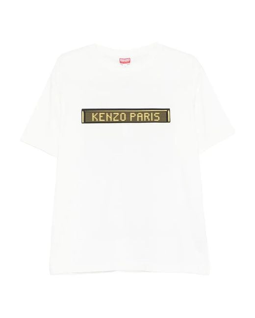 KENZO White Graphic-Print Cotton T-Shirt for men