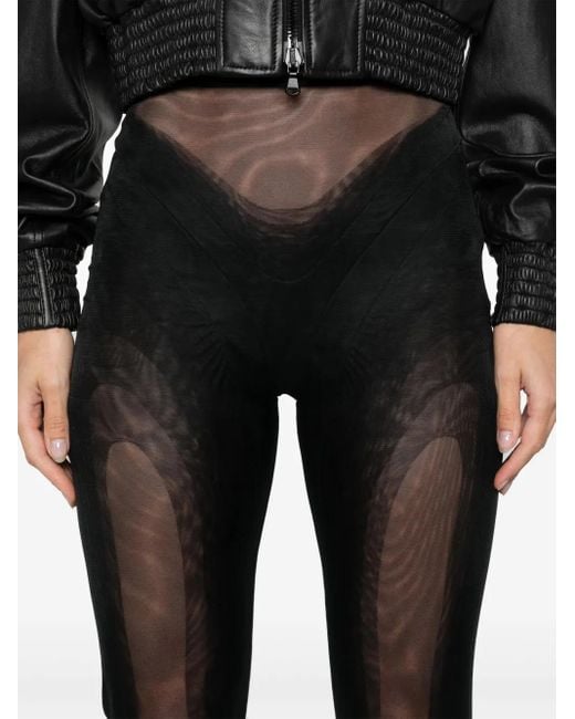 Mugler Black Stirrup Mesh leggings