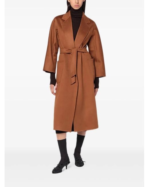 Max Mara Brown Belted Patch-Pocket Coat