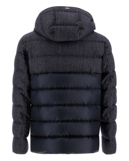 Herno Blue Padded Hooded Jacket for men