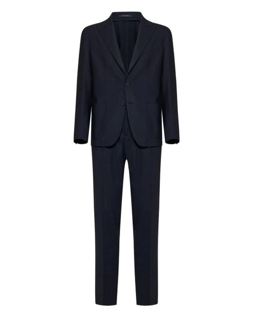 Tagliatore Blue Peak-Lapels Drawstring Suit for men