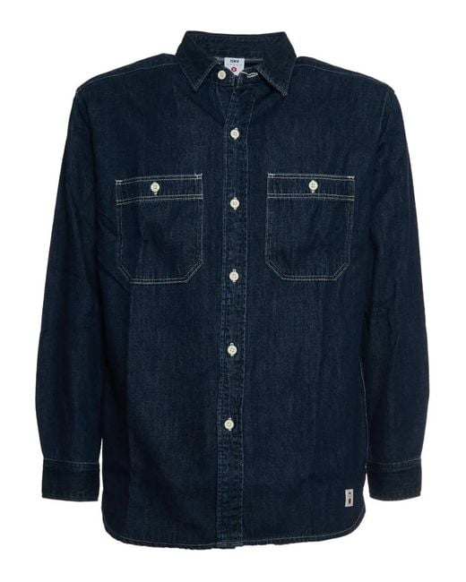 Edwin Blue Buttoned Work Shirt for men